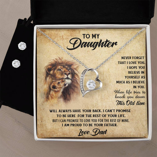 To My Daughter Necklace & Earrings Set | Father Daughter Necklace | Father to Daughter Christmas Gift from Dad |  Bonus Daughter