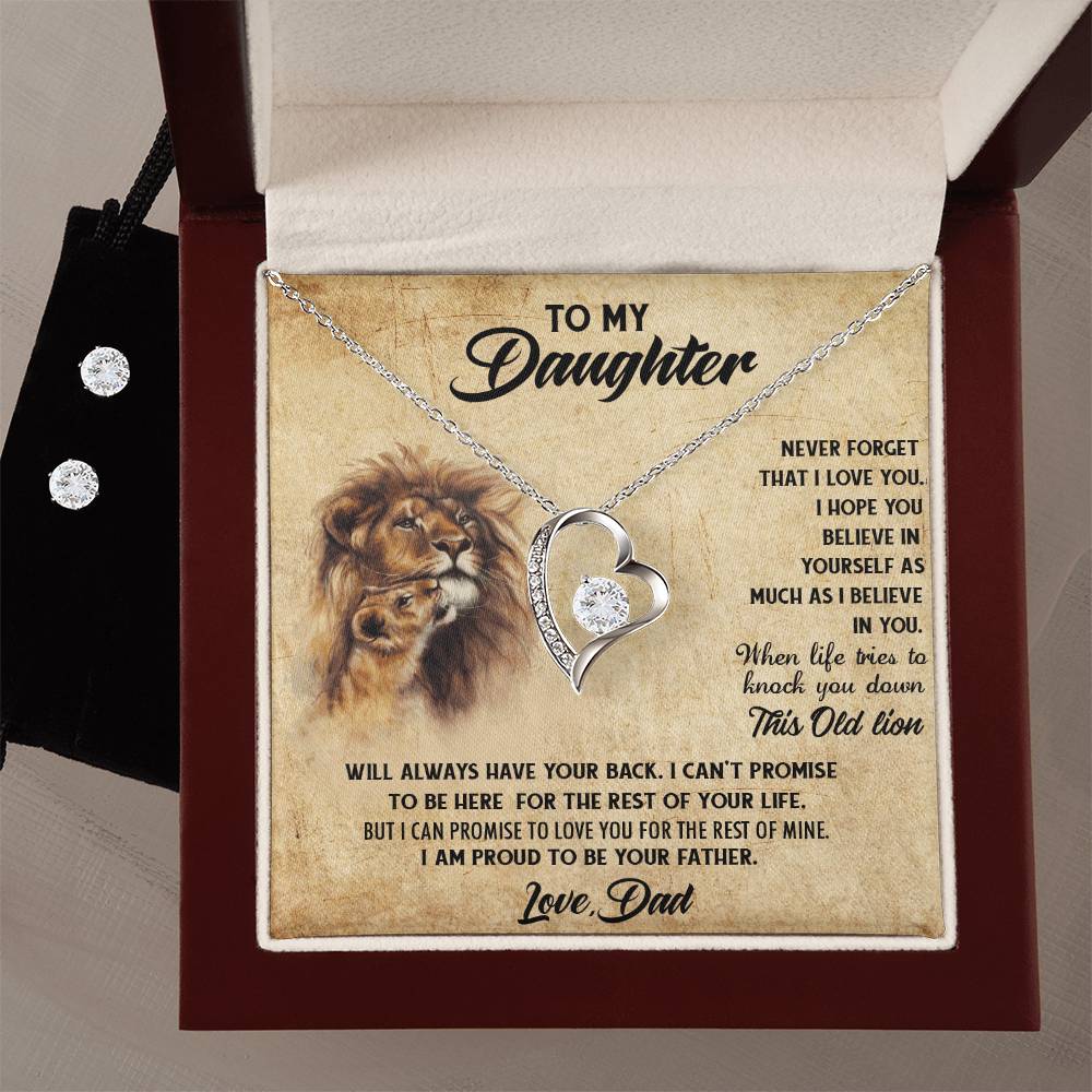 To My Daughter Necklace & Earrings Set | Father Daughter Necklace | Father to Daughter Christmas Gift from Dad |  Bonus Daughter